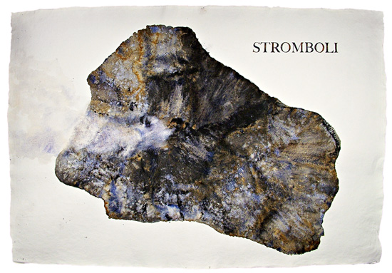Mappa di Stromboli - acquarello su carta Khadi
