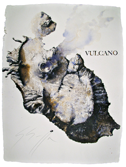 Mappa di Vulcano - acquarello su carta Khadi