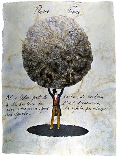 Pierre Ponce - collage e acquarello su carta Khadi