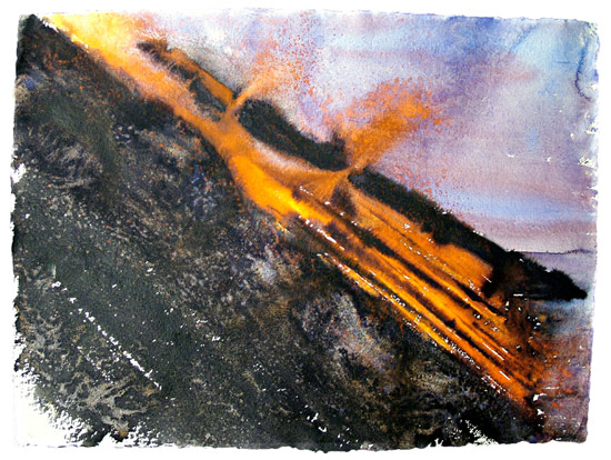 Sciara #3 - acquarello su carta Khadi