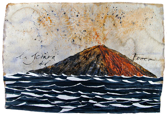 Sciara del Fuoco #1 - acquarello su carta Khadi